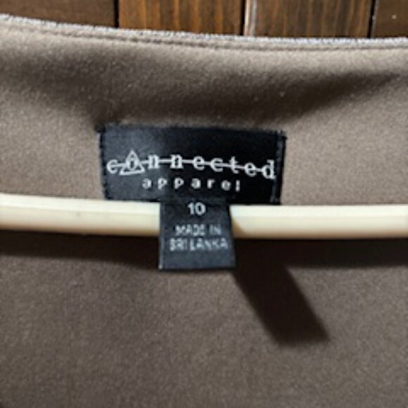 Connected Apparel Petite Metallic Bell-Sleeve Dress - Picture 4 of 4